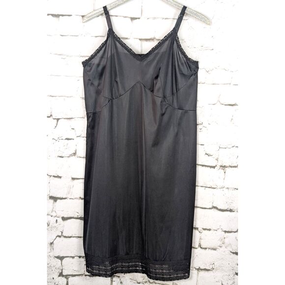 VINTAGE NAN FLOWER Stretch Nylon Slip Coquette Fairygoth Peekaboo Lace Size 44 - Picture 1 of 6